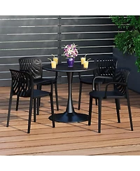 5-Piece Outdoor Indoor Metal Patio Dining Table Set With Stackable Arm Chairs