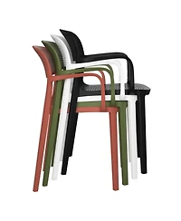 WestinTrends 5-Piece Round Metal Bistro Dining Table Set And Stackable Resin Patio Dining Side Chairs