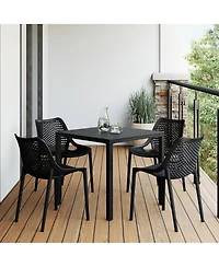 5-Piece Outdoor Patio Metal Frame Dining Table Set with Stackable Chairs