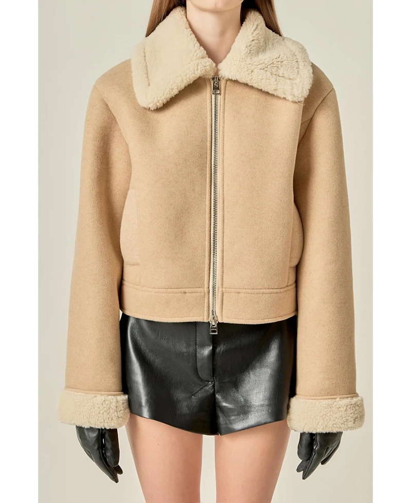 English Factory Women's Double Face Soft Jacket