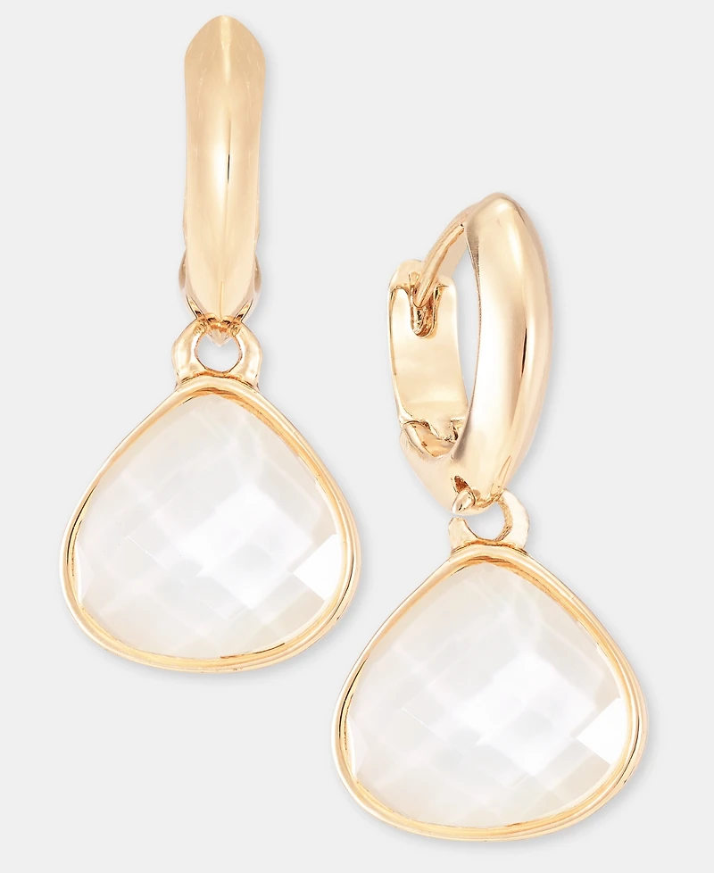Anne Klein Mother-of-Pearl Charm Huggie Hoop Earrings