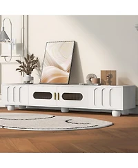 Streamdale Furniture 80 Inch Wood Glass Door Tv Stand