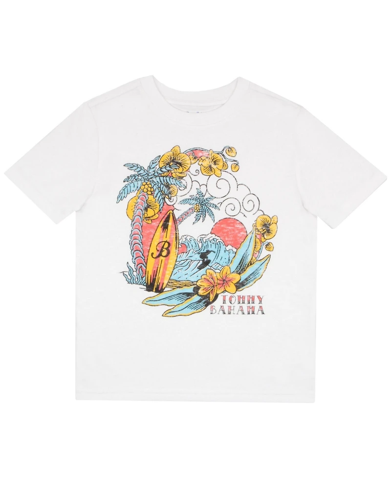 Tommy Bahama Big Boys Classic Woven Button Down Shirt, Tees and Shorts Outfit Set