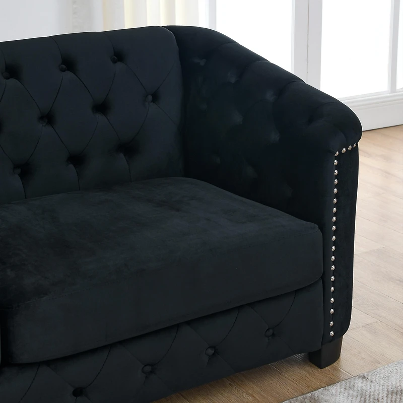 Simplie Fun 3-seater + 3-seater Combination sofa.Velvet black