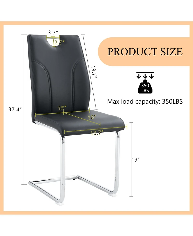 Streamdale Furniture Black Pu Dining Chair Set (6)