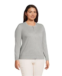 Lands' End Plus Fine Gauge Cotton Cardigan Sweater
