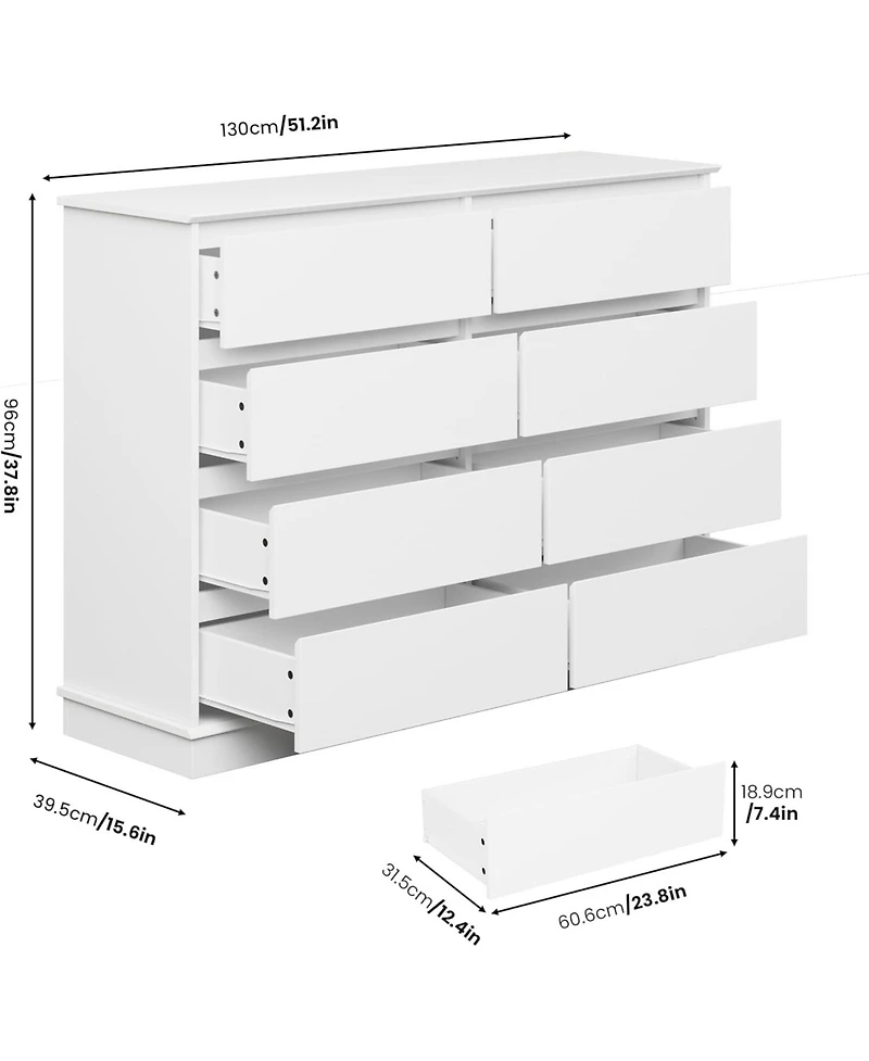 gaomon 8 Drawer Dresser for Bedroom, Wide Wooden Chest of Drawers with Top