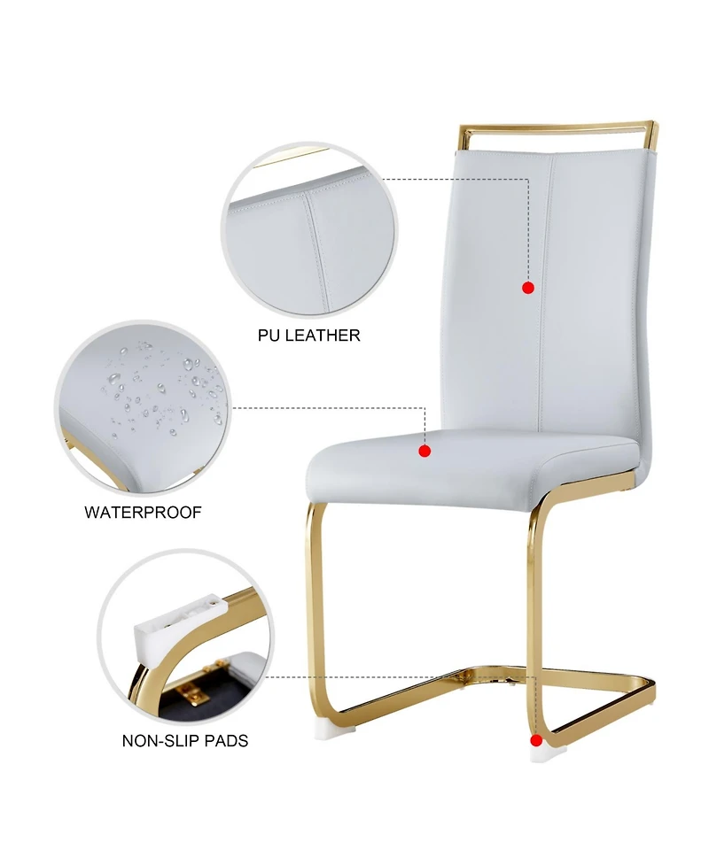 Streamdale Furniture Modern Gray Pu Leather Dining Chairs (Set of 2)