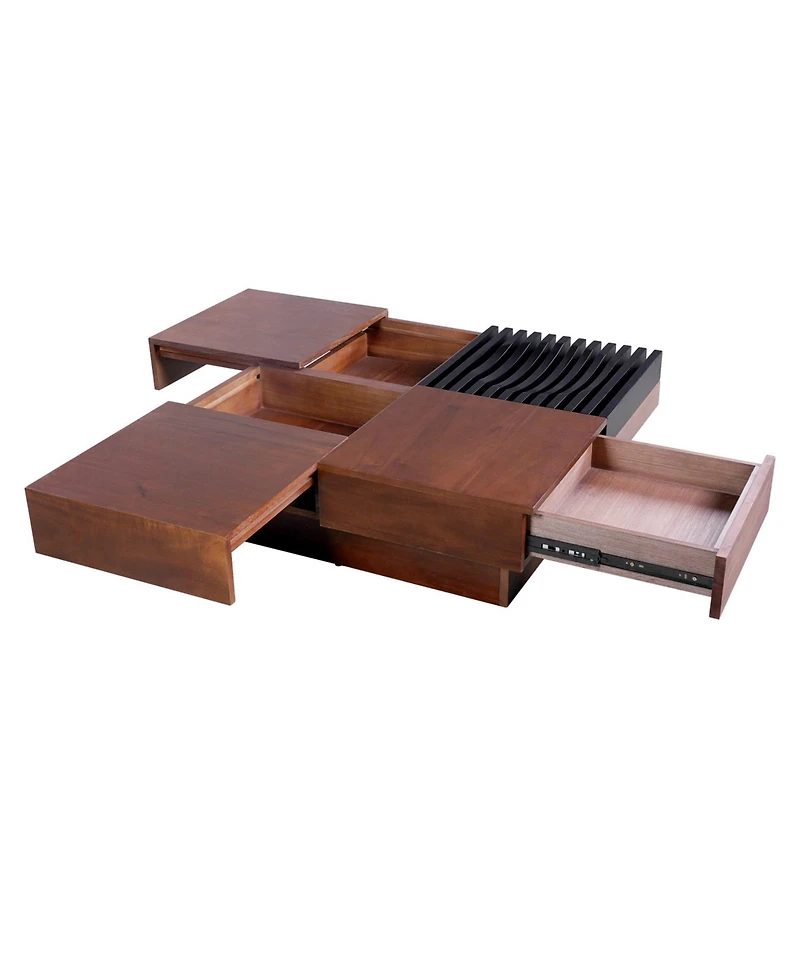Streamdale Furniture Acacia Wood Coffee Table - Retro Style with Storage