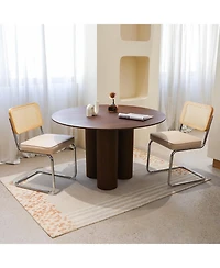 Streamdale Furniture Streamdale Velvet Rattan Dining Chairs, Chrome Legs (Champagne, Set of 2