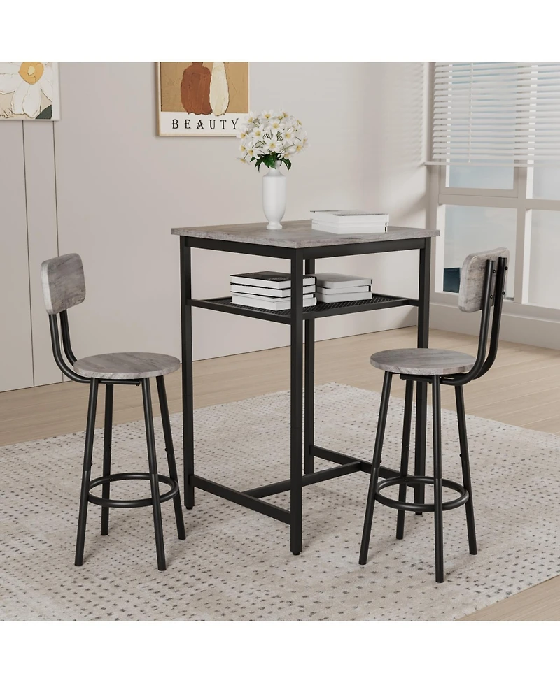 Streamdale Furniture Bar table, equipped with 2 bar stools, with backrest and partition