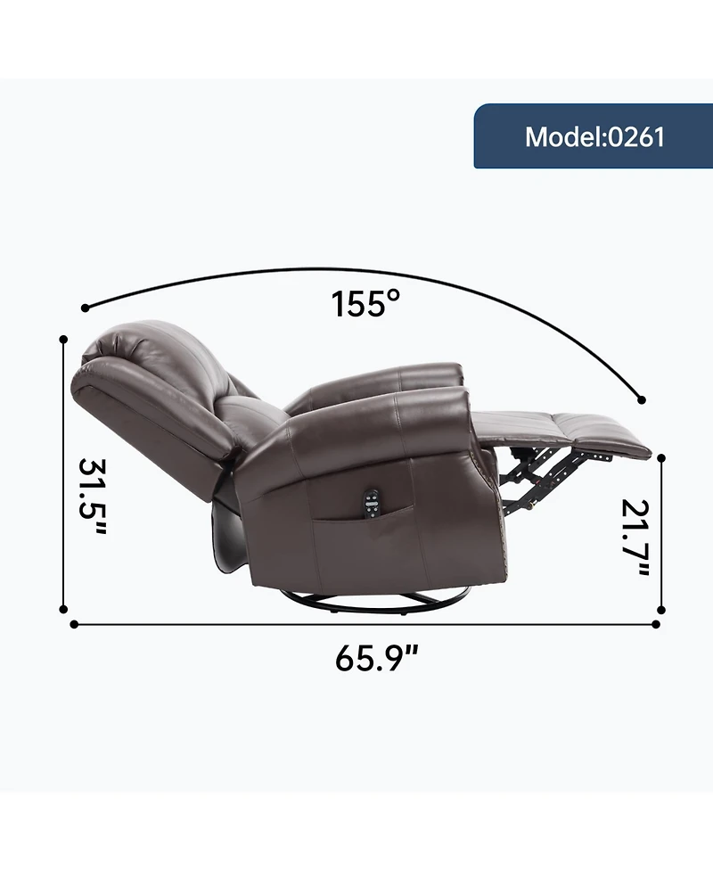 Streamdale Furniture Streamdale Heat Massage Rocker Recliner Chair, Swivel Fabric