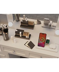 Streamdale Furniture Vanity Desk with Lighted Mirror & Charging Station