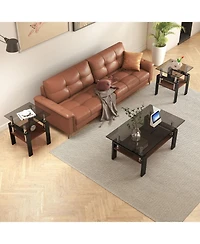 Streamdale Furniture 2 Modern Glass Tea/Coffee Tables, Gray/Black