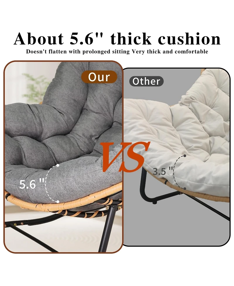 Streamdale Furniture Outdoor Rocking Chair, Patio Egg Chair, Indoor Papasan, Rattan Wicker