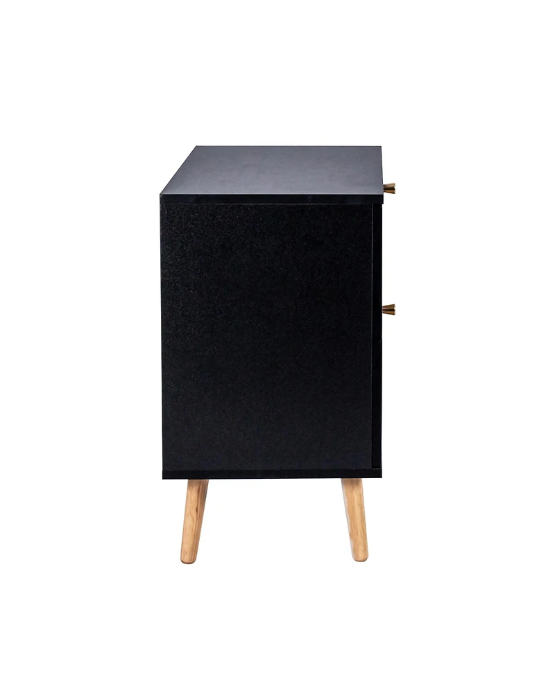 Streamdale Rattan Nightstand with 2 Decorated Drawers