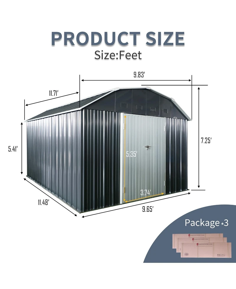 Streamdale Furniture 10'x12' Metal Storage Shed with Lockable Doors