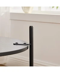 Streamdale Furniture Upholstered Round Ottoman Coffee Table with Storage - Charcoal