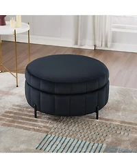 Streamdale Furniture 31.5" Velvet Storage Ottoman - Black
