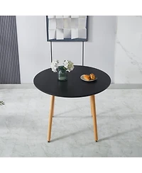 Streamdale Furniture Extensible Black Table- Wood Leg, Mdf Top