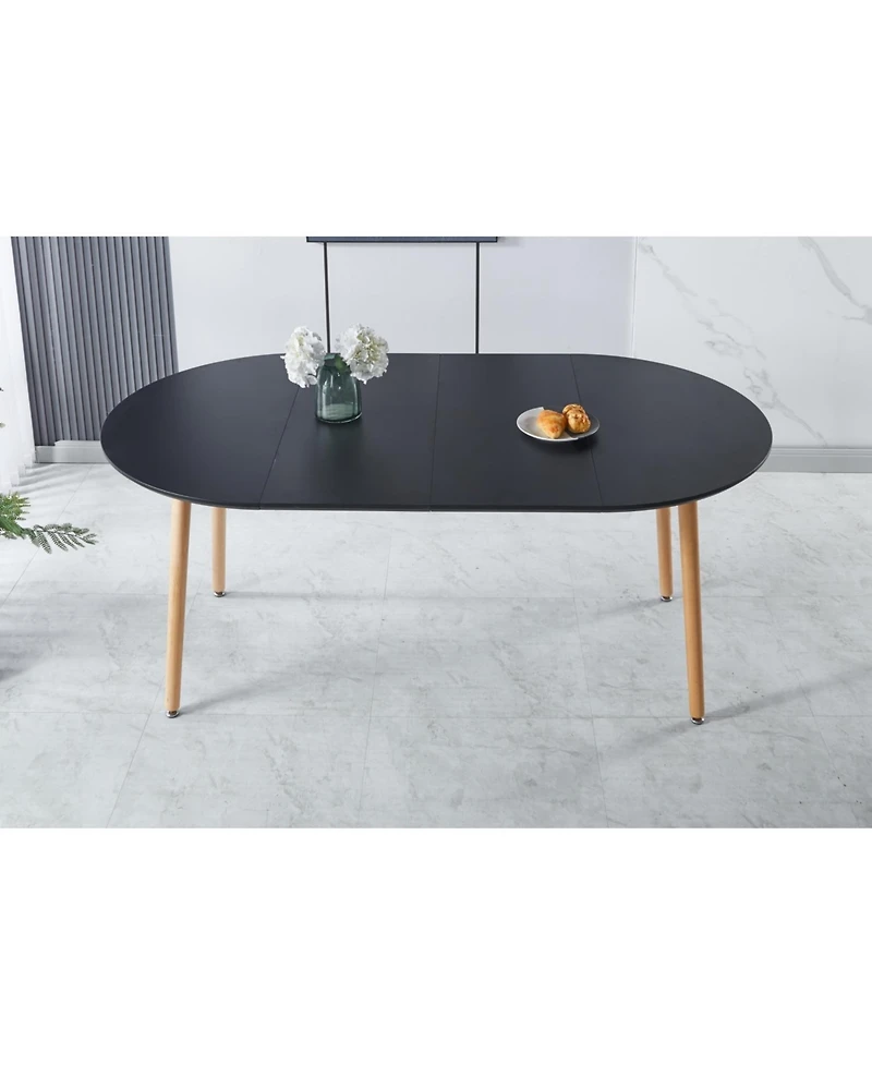 Streamdale Furniture Extensible Black Table- Wood Leg, Mdf Top