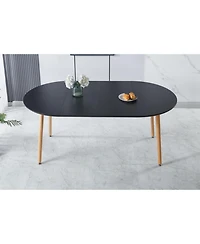 Streamdale Furniture Extensible Black Table- Wood Leg, Mdf Top