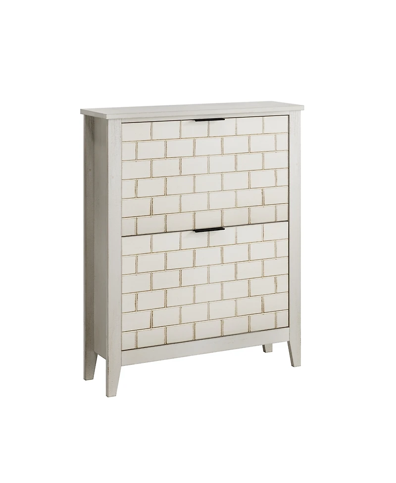Streamdale Retro White Shoe Cabinet - Mid-Century Style