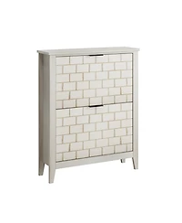 Streamdale Retro White Shoe Cabinet - Mid-Century Style