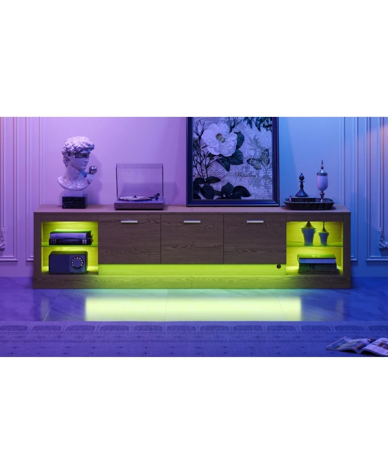 Streamdale Furniture 78" Modern Tv Stand with Cabinets & Open Shelves, Fits TVs up to 90