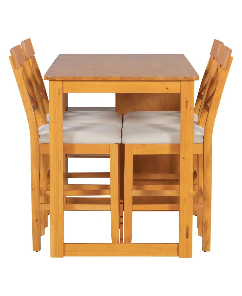 Streamdale Furniture 60" Farmhouse Counter Height Dining Set with Storage & Chairs, White