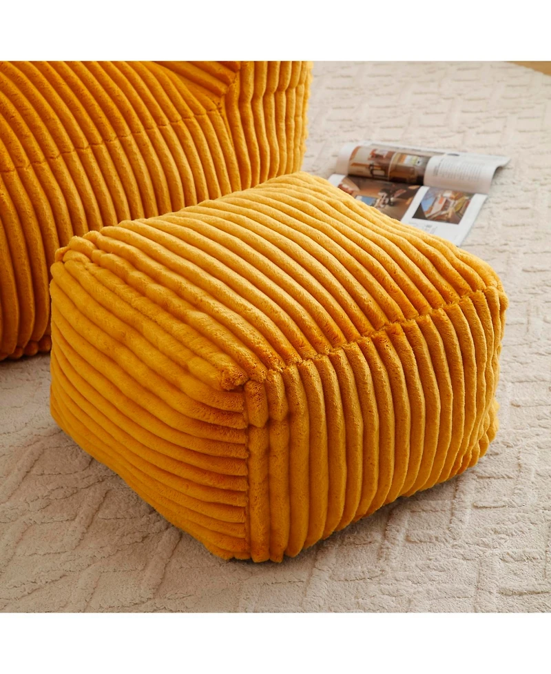 Streamdale Furniture Giant Yellow Plush Bean Bag Chair with Footstool