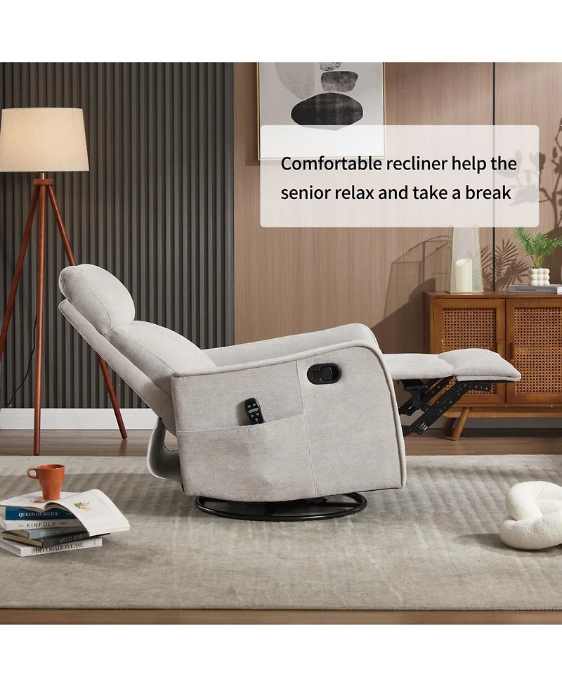 Streamdale Furniture Streamdale Light Grey Heat Massage Rocker Swivel Recliner