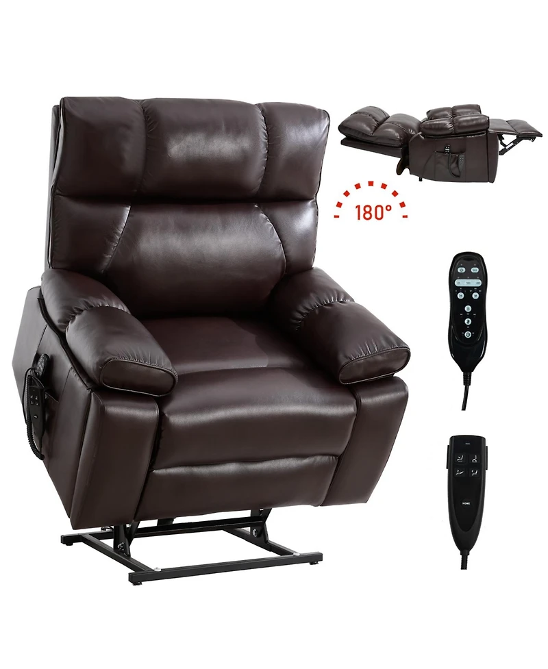 Streamdale Furniture Streamdale Brown Leatheraire Power Lift Recliner with Heat & Massage