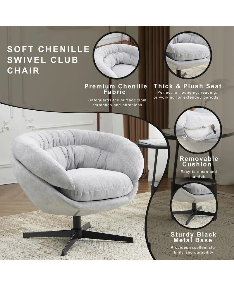 Streamdale Furniture Streamdale 360 Swivel Club Chair with Removable Cushion