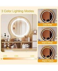 Streamdale Lighted Vanity Desk with 3 Adjustable Mirror and 4 Drawers