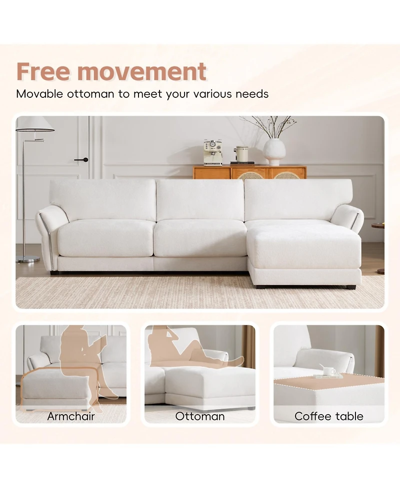 Streamdale Furniture 110" Modular Sectional Sofa with Ottoman & Usb Charger