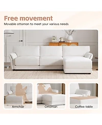 Streamdale Furniture 110" Modular Sectional Sofa with Ottoman & Usb Charger