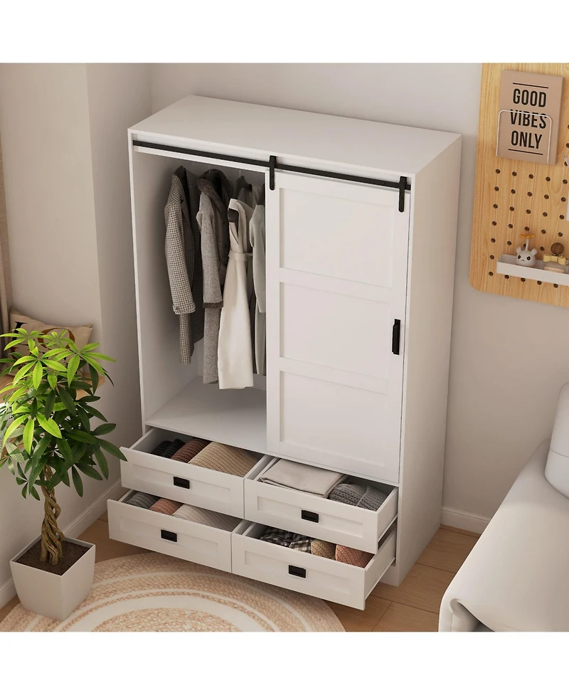 Streamdale Furniture Tall Bedroom Armoire Wardrobe Closet with Barn Door