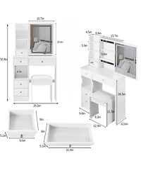 Streamdale Furniture + 3-Piece Set + Wood + Led Mirror + Vanity Table