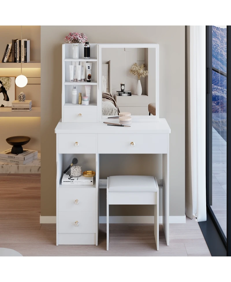 Streamdale Furniture Vanity Table with Mirror & Stool