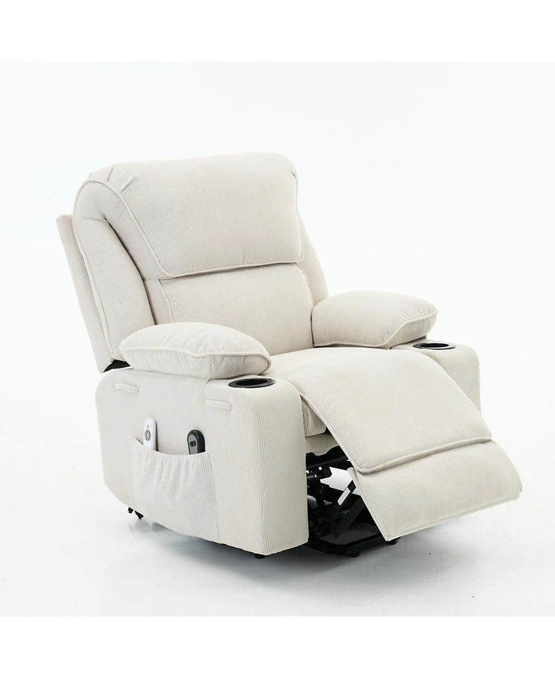 Streamdale Furniture Streamdale Ivory Remote-Controlled Heating and Massage Assistive Recliner for Seniors