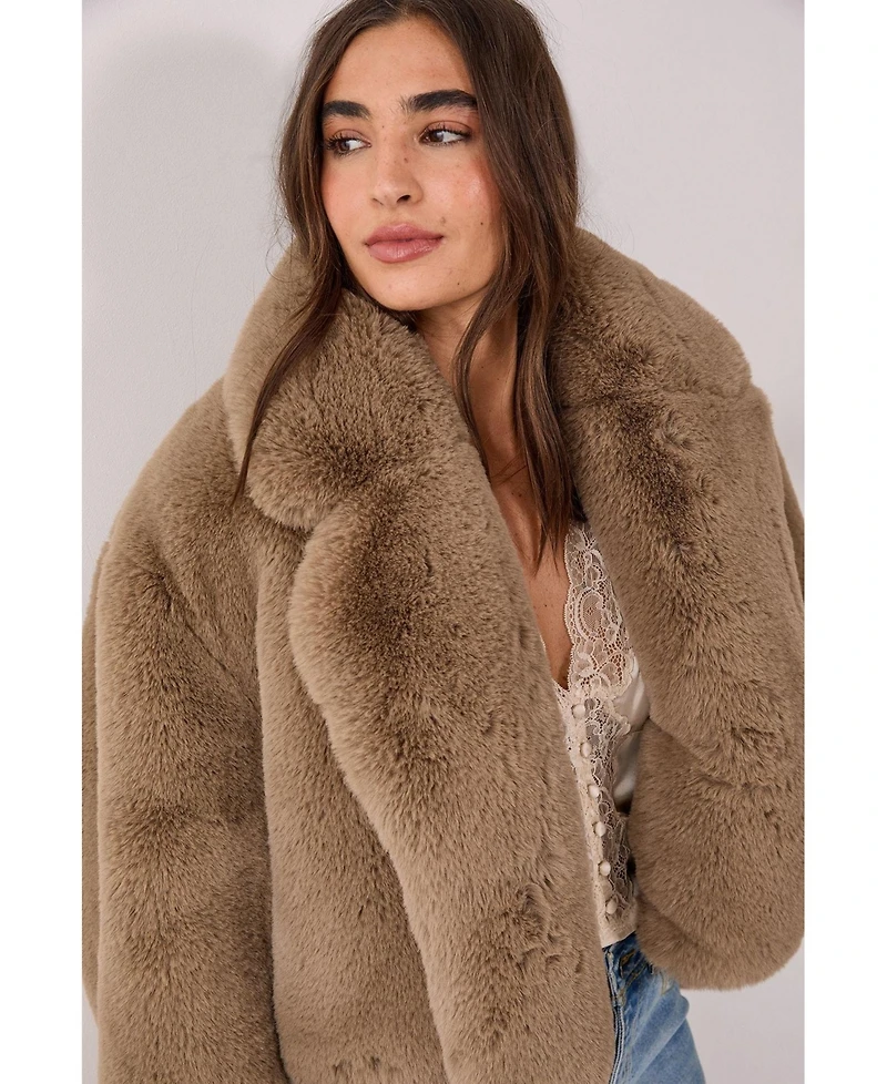 Nasty Gal Women's Cropped Collar Faux Fur Jacket