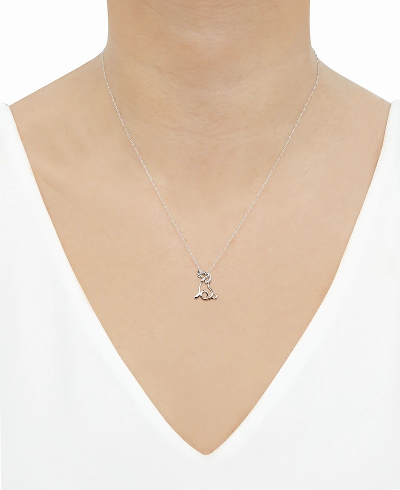 Macy's Diamond Pendant Necklace (1/10 ct. t.w.) in Sterling Silver and Rhodium