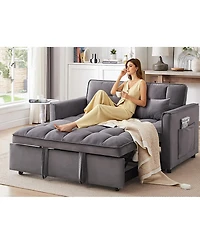 Streamdale Furniture 55" Velvet Convertible Sofa Bed - Dark Grey