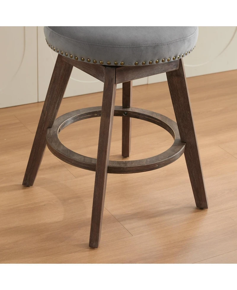 Streamdale Furniture 26" Swivel Counter Stools Set of 2, Velvet Upholstered, Gray