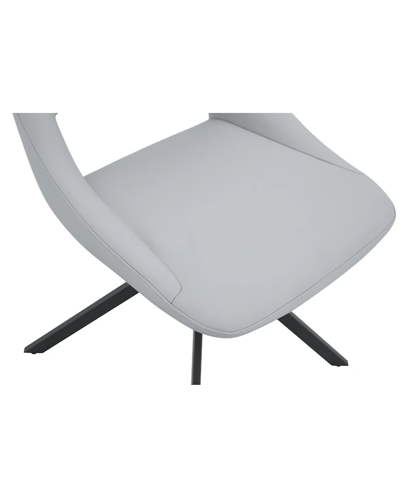 Streamdale Furniture Swivel Dining Chairs, Set of 2, Light Gray Leather, Gold Mesh