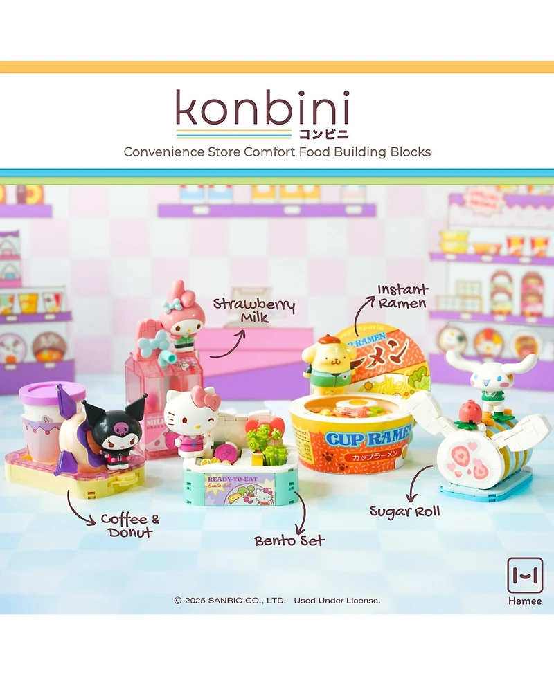 Hamee Sanrio Hello Kitty and Friends Konbini Series Figure Set Collection Cute Building Block Fan Gift, Birthday, Stress Relief, Collectible Toy