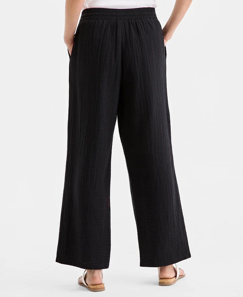 Style & Co Women's Cotton Gauze Straight-Leg Pull-On Pants, Macy's Exclusive