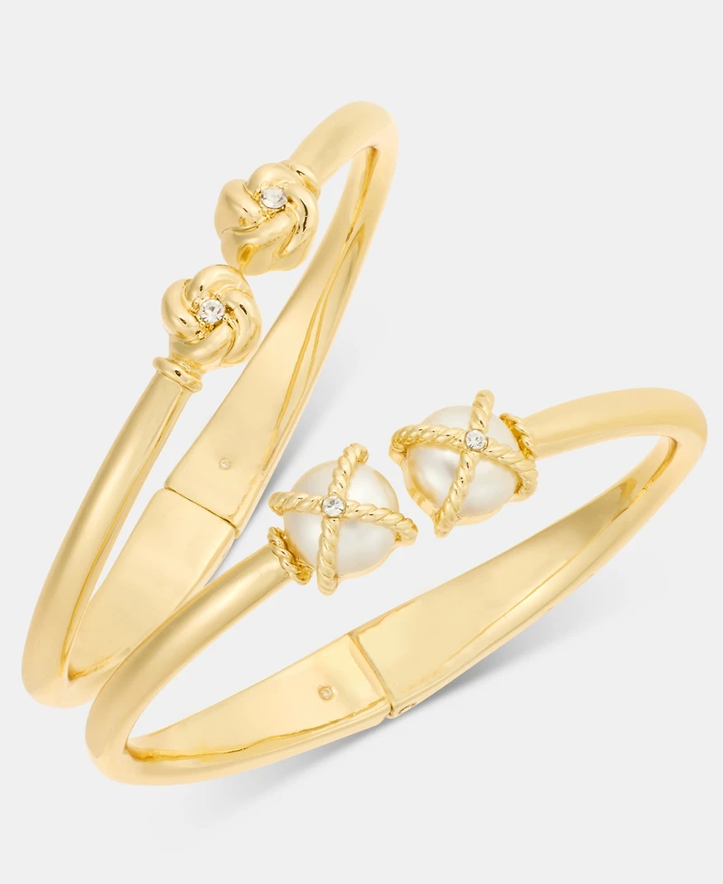 Charter Club 2-Pc. Set Pave & Imitation Pearl Bangle Bracelets, Macy's Exclusive