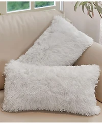 Cheer Collection Shaggy 2-Pack Decorative Pillows, 12" x 20"
